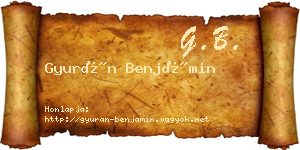 Gyurán Benjámin névjegykártya